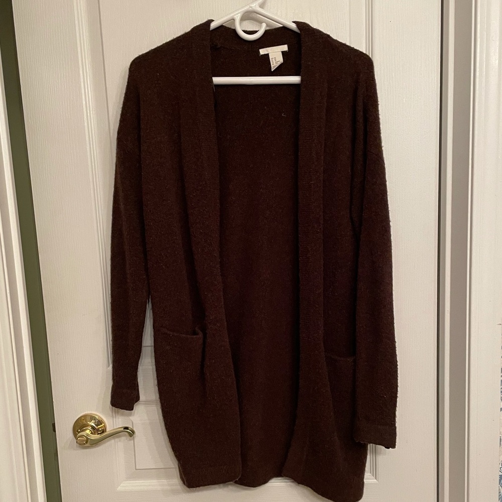 H&M brown long cardigan XS